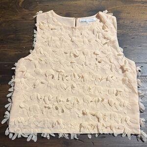 English Factory Cream Textured Sleeveless Blouse